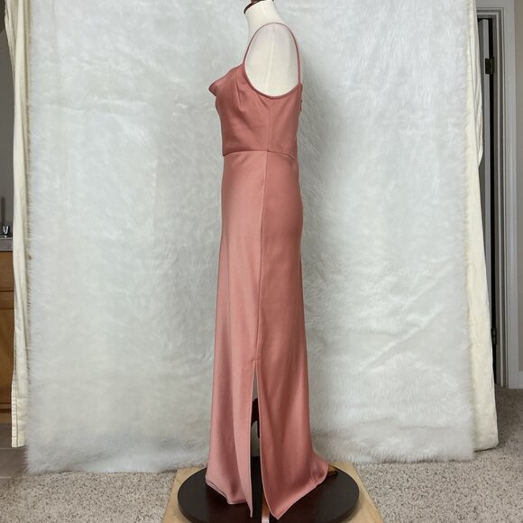 Anthropologie BHLDN Cali Satin Cowl Neck Midi Slip Dress Pink 6 - Picture 2 of 9